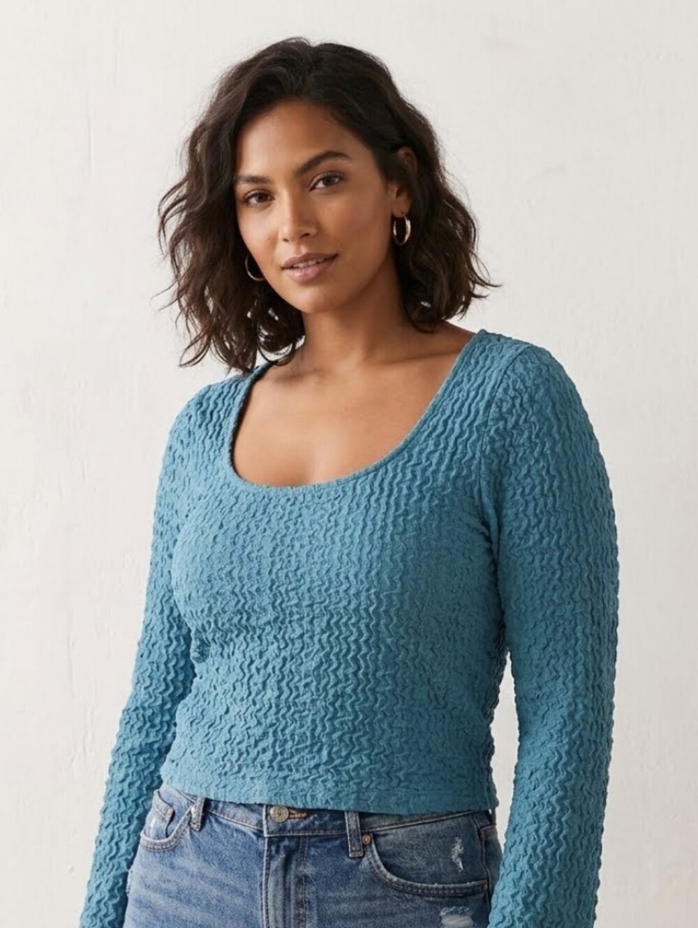NWT Maurices Textured Long Sleeve Scoop Neck Top
